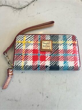 Dooney & Bourke Red, Blue and Yellow Plaid Wristlet